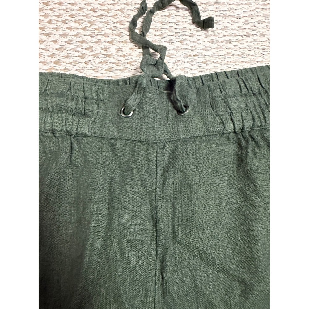 Naturals d&co Green Linen Blend Wide Leg Drawstring Pants XLP boho Lagenlook - Picture 3 of 7
